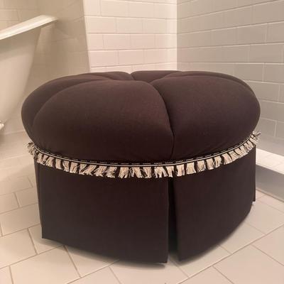 Newley ReUpholstered Rolling Black Ottoman