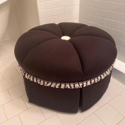 Newley ReUpholstered Rolling Black Ottoman