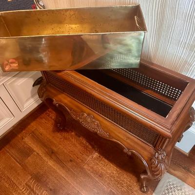 Mainland Smith Mahogany and Rattan Beverage Chiller/Plant Stand
