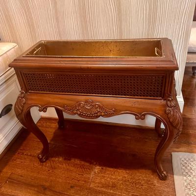 Mainland Smith Mahogany and Rattan Beverage Chiller/Plant Stand