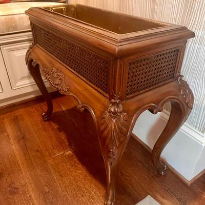 Mainland Smith Mahogany and Rattan Beverage Chiller/Plant Stand
