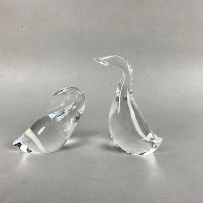 D750 Pair of Steuben Crystal Goose and Gander Sculptures