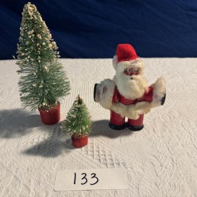 Bottle Brush Trees and Santa
