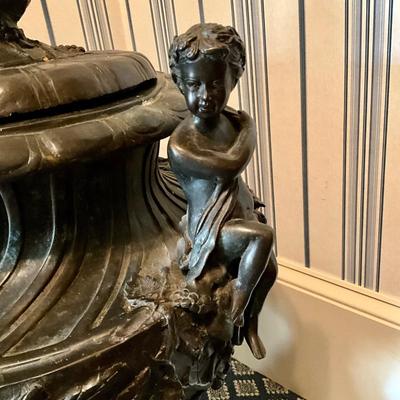 Pair Of Maitland Smith Solid Bronze Lidded Urns