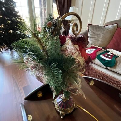 Gold Boudoire Lamp With Red Shade