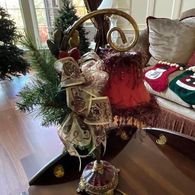 Gold Boudoire Lamp With Red Shade
