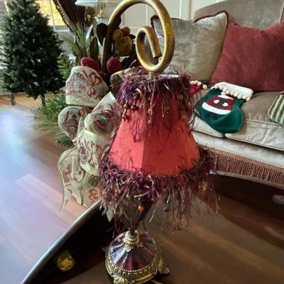 Gold Boudoire Lamp With Red Shade