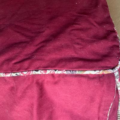 UA764 Pair of Custom Burdundy Twin Covers with Shams and Bedskirts with John Jacoby Fabric