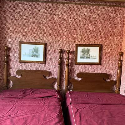 UA765 Pair of Walnut Twin Cannonball Style Beds