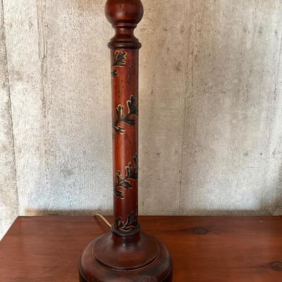 UA768 Pair of Handpainted Oak Leaf Design Candlestick Lamps