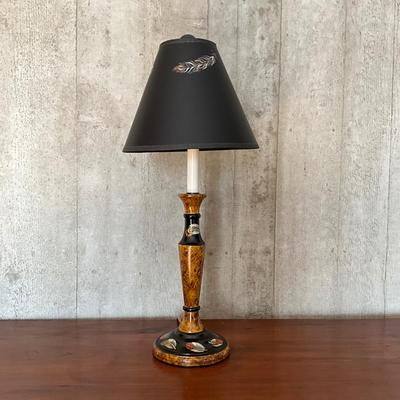 UA769 Handpainted Feather Design Candlestick Lamp
