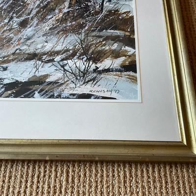 UA710 Original Winter Hunting Scene Watercolor by Chet Reneson (1934-