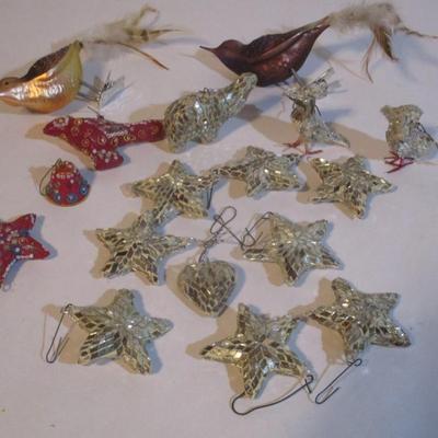Vintage Glass Birds Mirror Christmas Tree Ornaments Lot 83