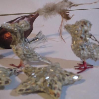Vintage Glass Birds Mirror Christmas Tree Ornaments Lot 83