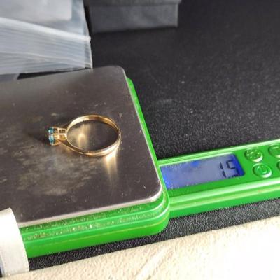 14k Neon Blue Natural Oval Stone Ring Size 6.5
