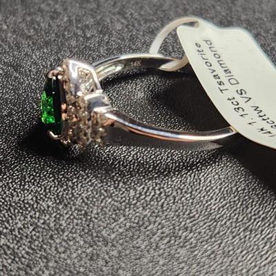14k White Gold 1.51 Cttw Pear Tsavorite Diamond Ring Size 12