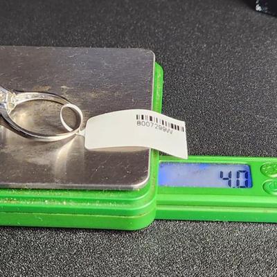 14k White Gold 1.51 Cttw Pear Tsavorite Diamond Ring Size 12