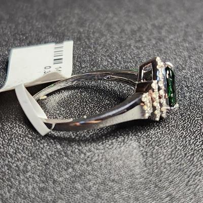 14k White Gold 1.51 Cttw Pear Tsavorite Diamond Ring Size 12