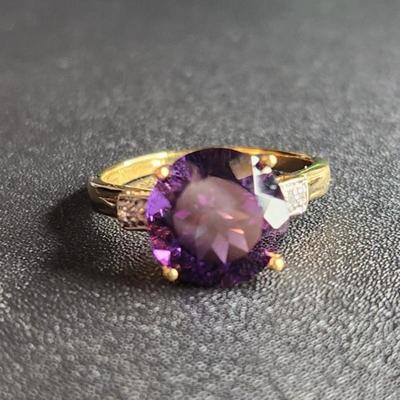Designer 18k Amayani 5.59cttw Siberian Amethyst Diamond Ring Size 12, 7 Grams