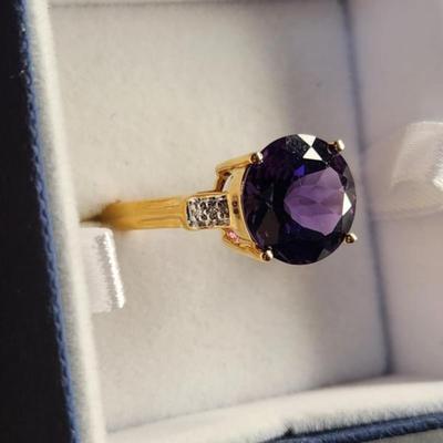 Designer 18k Amayani 5.59cttw Siberian Amethyst Diamond Ring Size 12, 7 Grams