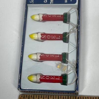 Vintage NOEL Snow Village Candles by the Doorstep Set of 4 Battery Operated