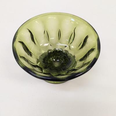 Approx 6" Anchor Hocking Glass Fairfield Avocado Bowl Pressed Footed Candy Dish