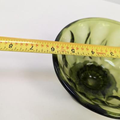 Approx 6" Anchor Hocking Glass Fairfield Avocado Bowl Pressed Footed Candy Dish