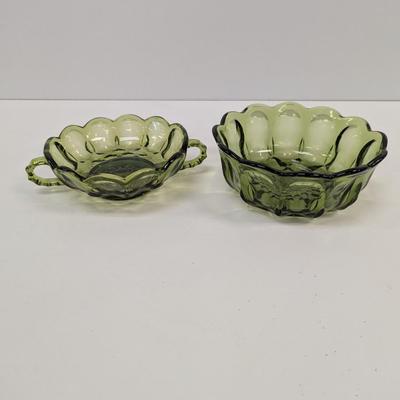 Anchor Hocking Fairfield Berry Bowl & Nappy Bowl Avocado Green