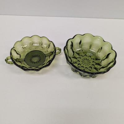 Anchor Hocking Fairfield Berry Bowl & Nappy Bowl Avocado Green