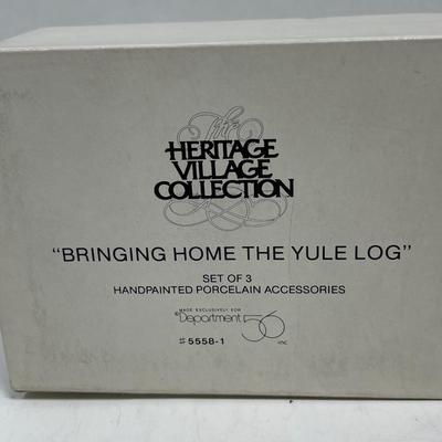 DEPT 56 Heritage Village - Bringing Home the Yule Log - People Figurines
