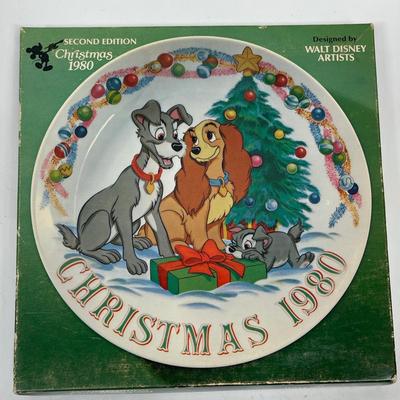 Vintage 1980 Lady & The Tramp Collector's Plate Walt Disney Christmas
