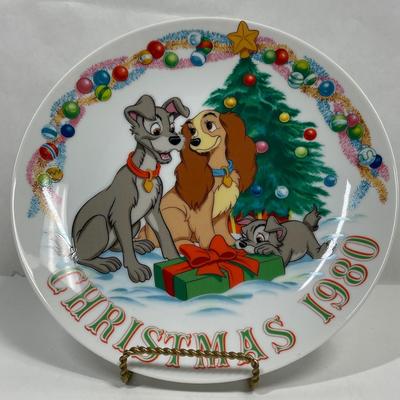 Vintage 1980 Lady & The Tramp Collector's Plate Walt Disney Christmas