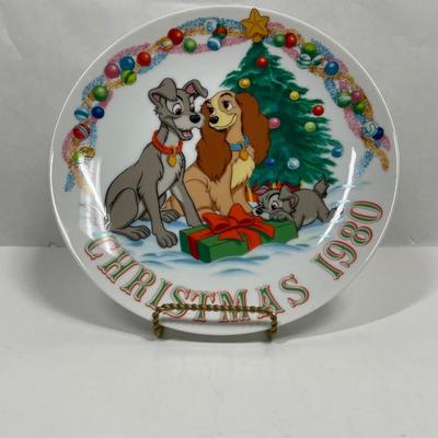 Vintage 1980 Lady & The Tramp Collector's Plate Walt Disney Christmas