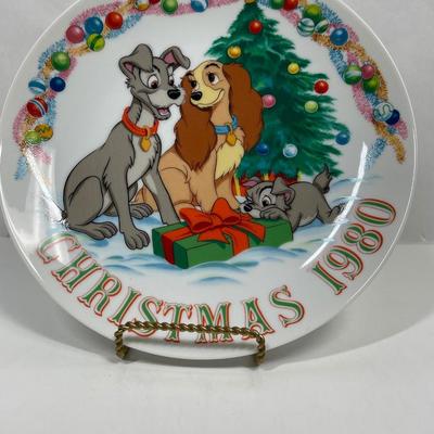 Vintage 1980 Lady & The Tramp Collector's Plate Walt Disney Christmas