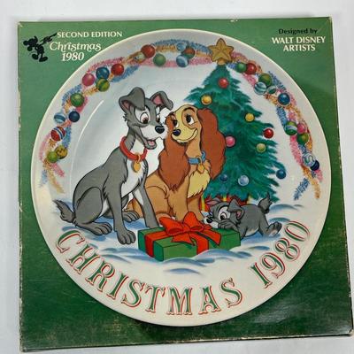 Vintage 1980 Lady & The Tramp Collector's Plate Walt Disney Christmas