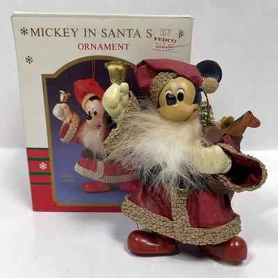 Disney's Mickey Mouse in Santa Suit Christmas Tree Fabric Mache Ornament by Kurt Adler