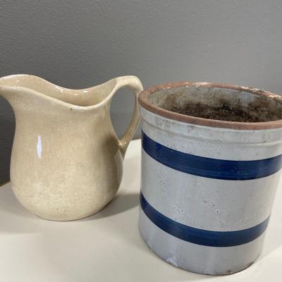 Milk glass, pottery and Pyrex