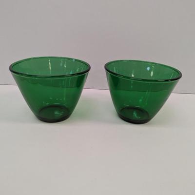 Vintage Anchor Hocking Forest Green Glass Bowls