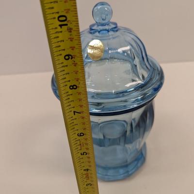 Vintage Indiana Glass Azure Blue Lidded Candy Dish