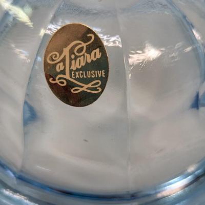 Vintage Indiana Glass Azure Blue Lidded Candy Dish