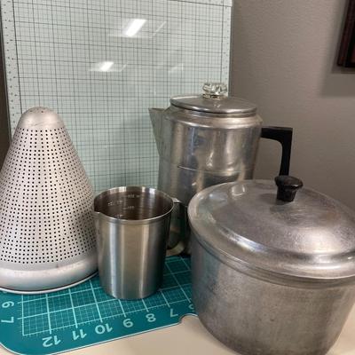 4 small Sterling salt shakers & vintage kitchen items