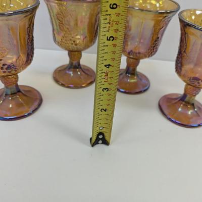 Vintage Indiana Golden Harvest Gold Carnival Glass Wine Goblets