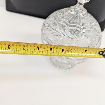 Vintage Lead Crystal Etched Pedestal Lidded Candy Dish
