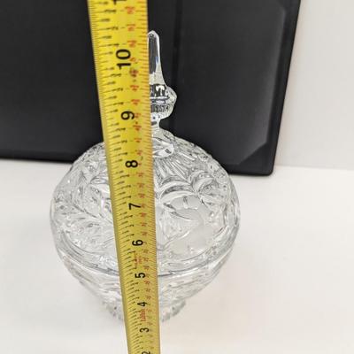 Vintage Lead Crystal Etched Pedestal Lidded Candy Dish