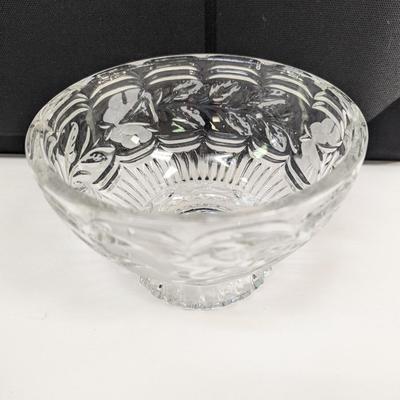 Vintage Lead Crystal Etched Pedestal Lidded Candy Dish