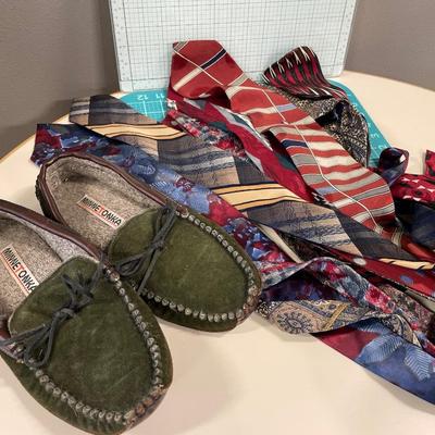 Men’s ties & Minnetonka slippers
