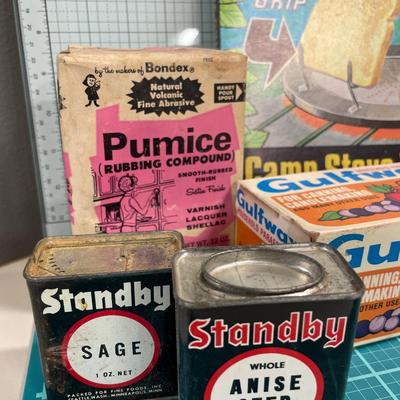 Vintage spices and kitchen items