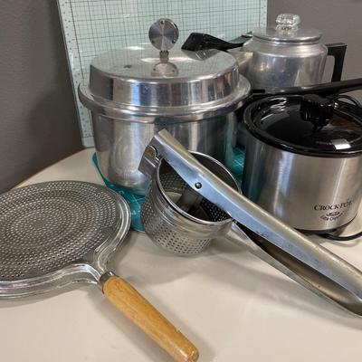 Crock pot dipper, press, percolator and pressure cooker