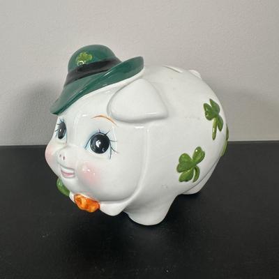 LOT 3K: Vintage Lefton Irish Piggy Bank, Tea Set & More