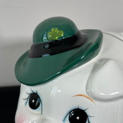 LOT 3K: Vintage Lefton Irish Piggy Bank, Tea Set & More